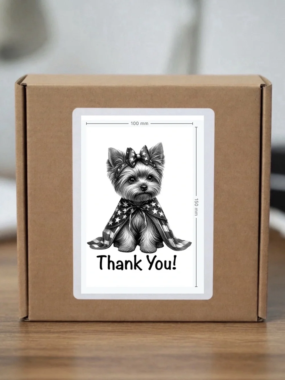 Patriotic Yorkie Thank You Stickers  4”x6”-100ct.